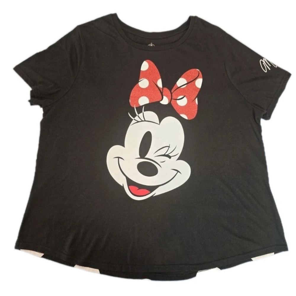 Disney Minnie Mouse Shirt Winking Polka Dot Glitter Top Womens Size 2x